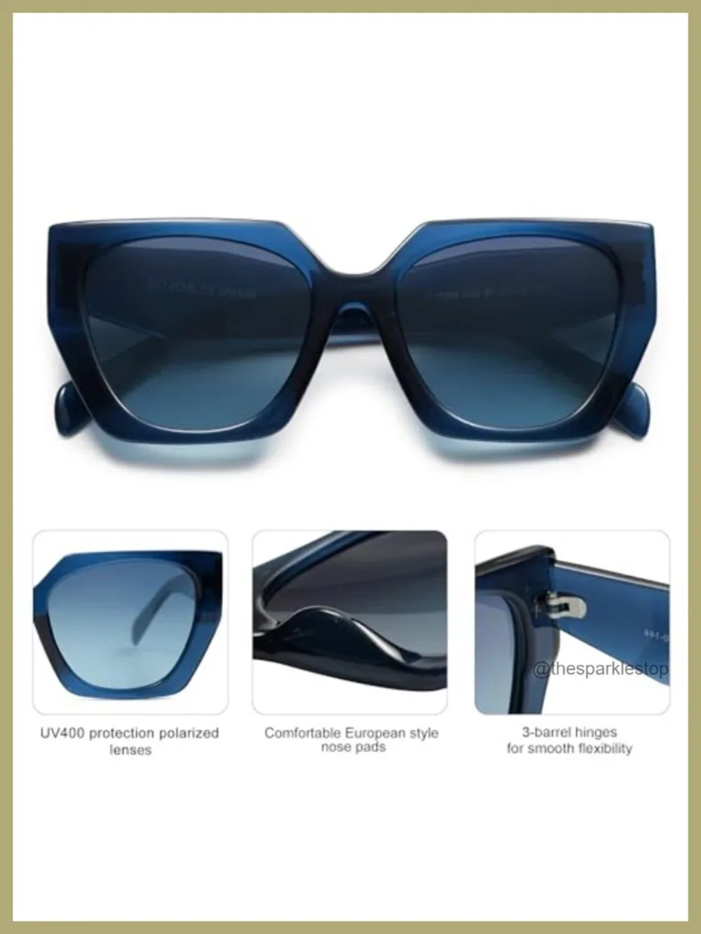 Oversized Polarized Square Cateye Sunglasses UV400 Protection for Women